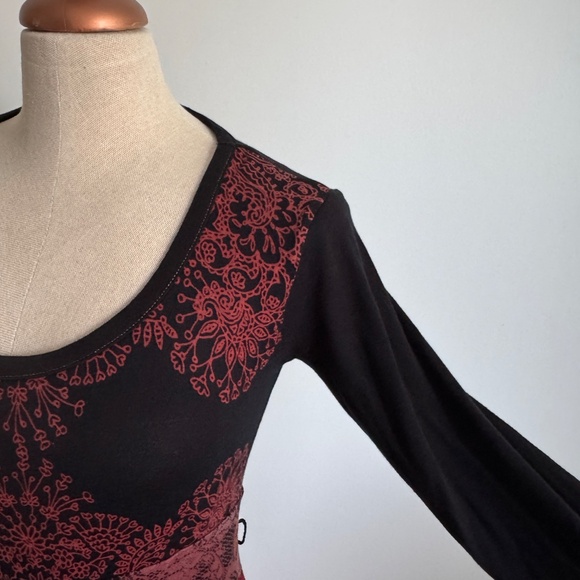 Desigual - Black And Red Long Sleeve Dress - Picture 6 of 14